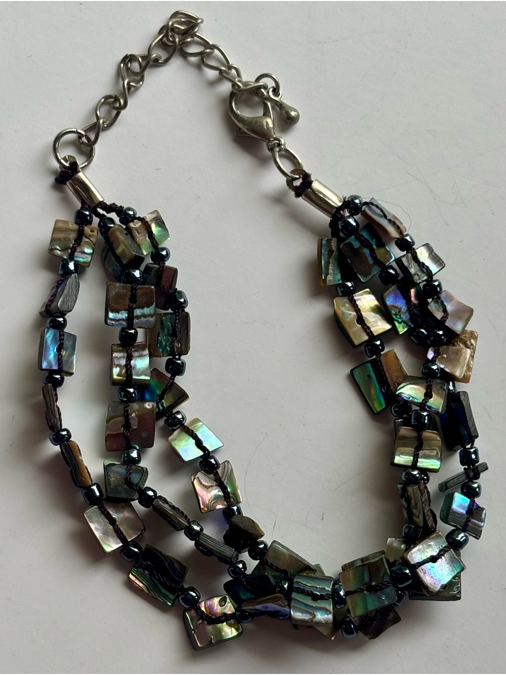 Multi-Strand Iridescent Mother of Pearl / Abalone Shell Bracelet or Anklet